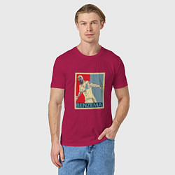 Футболка хлопковая мужская Madrid - Benzema, цвет: маджента — фото 2