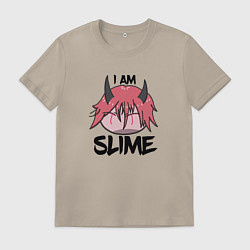 Футболка хлопковая мужская Я слизь, цвет: миндальный