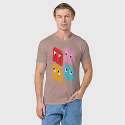 Футболка хлопковая мужская Pac-man пиксели, цвет: пыльно-розовый — фото 2