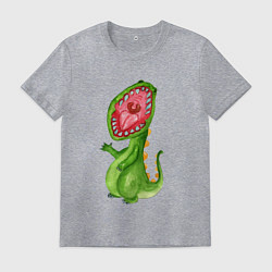 Футболка хлопковая мужская Пасть динозавра, цвет: меланж