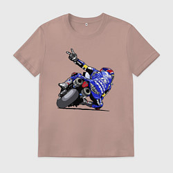Футболка хлопковая мужская Yamaha racing team Racer, цвет: пыльно-розовый
