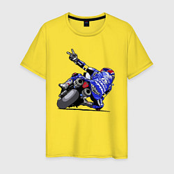 Футболка хлопковая мужская Yamaha racing team Racer, цвет: желтый