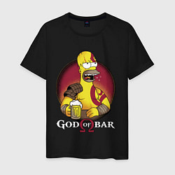 Футболка хлопковая мужская Homer god of bar, цвет: черный