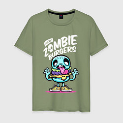Футболка хлопковая мужская Zombie burgers Зомби-бургеры, цвет: авокадо