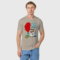 Футболка хлопковая мужская Сова химик, цвет: миндальный — фото 2