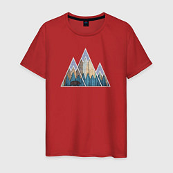Футболка хлопковая мужская Деревянные горы, цвет: красный