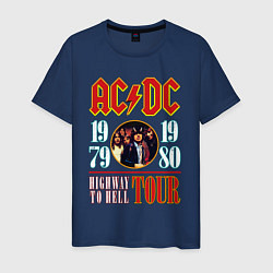 Футболка хлопковая мужская ACDC HIGHWAY TO HELL TOUR, цвет: тёмно-синий