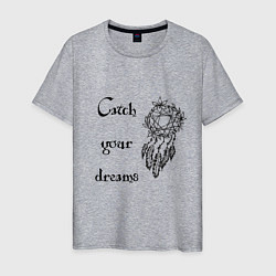 Футболка хлопковая мужская Catch your dreams, цвет: меланж