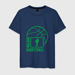 Футболка хлопковая мужская Boston - Basketball, цвет: тёмно-синий
