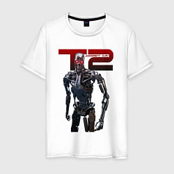 Футболка хлопковая мужская Terminator 2 - T800, цвет: белый