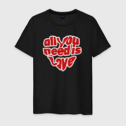 Футболка хлопковая мужская Сердце All You need is love всё что тебе нужно, эт, цвет: черный