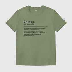 Футболка хлопковая мужская Значение имени, характер имени Виктор, цвет: авокадо