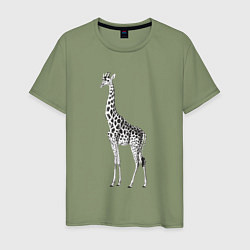 Футболка хлопковая мужская Грация жирафа, цвет: авокадо