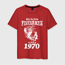 Футболка хлопковая мужская Только лучшие рыбаки родились в 1970 году, цвет: красный