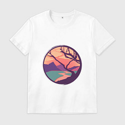 Футболка хлопковая мужская Оранжевое небо, цвет: белый