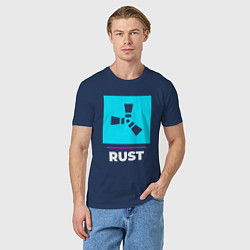 Футболка хлопковая мужская Символ Rust в неоновых цветах, цвет: тёмно-синий — фото 2