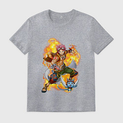 Футболка хлопковая мужская Нацу Драгнил и Хеппи, цвет: меланж