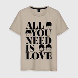 Футболка хлопковая мужская ALL YOU NEED IS LOVE THE BEATLES, цвет: миндальный