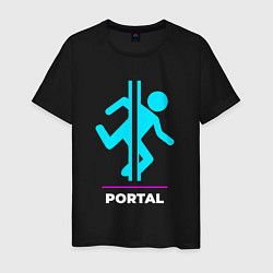 Футболка хлопковая мужская Символ Portal в неоновых цветах, цвет: черный