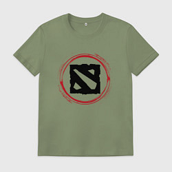 Футболка хлопковая мужская Символ Dota и красная краска вокруг, цвет: авокадо