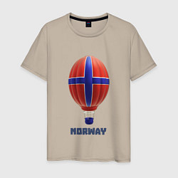 Футболка хлопковая мужская 3d aerostat Norway flag, цвет: миндальный