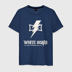 Футболка хлопковая мужская Белые шрамы лого винтаж, цвет: тёмно-синий