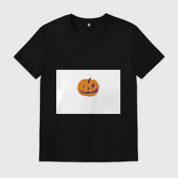 Футболка хлопковая мужская Тыква-голова всадника, Джека, PixelArt, цвет: черный