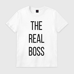 Футболка хлопковая мужская The real boss!, цвет: белый
