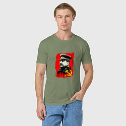 Футболка хлопковая мужская СССР - Сталин, цвет: авокадо — фото 2