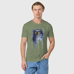 Футболка хлопковая мужская Прикольная сова в акварельном рисунке, цвет: авокадо — фото 2