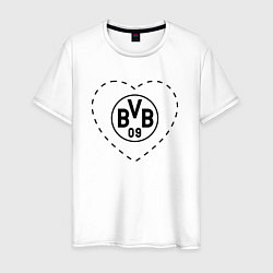 Футболка хлопковая мужская Лого Borussia в сердечке, цвет: белый