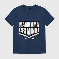 Футболка хлопковая мужская Mama ama criminal, цвет: тёмно-синий