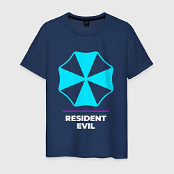 Футболка хлопковая мужская Символ Resident Evil в неоновых цветах, цвет: тёмно-синий