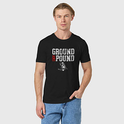 Футболка хлопковая мужская Ground And Pound Добивание ММА, цвет: черный — фото 2