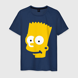 Футболка хлопковая мужская Барт Симпсон - портрет, цвет: тёмно-синий