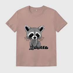 Футболка хлопковая мужская Милый крошка енот, цвет: пыльно-розовый