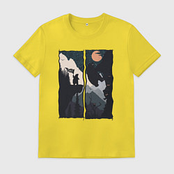 Футболка хлопковая мужская Оранжевая луна и дикий альпинизм, цвет: желтый