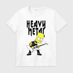 Футболка хлопковая мужская Барт Симпсон - heavy metal, цвет: белый