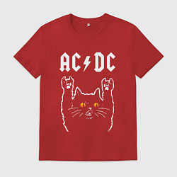 Футболка хлопковая мужская AC DC rock cat, цвет: красный