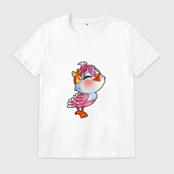 Футболка хлопковая мужская Пение розовой пташки, цвет: белый