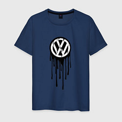 Футболка хлопковая мужская Volkswagen - art logo, цвет: тёмно-синий