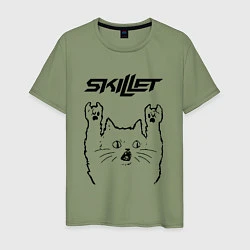 Футболка хлопковая мужская Skillet - rock cat, цвет: авокадо