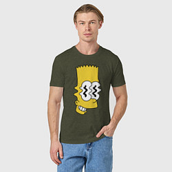 Футболка хлопковая мужская Bart Simpson - glitch, цвет: меланж-хаки — фото 2