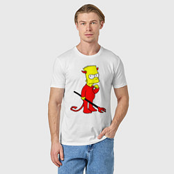 Футболка хлопковая мужская Bart Simpson - devil, цвет: белый — фото 2