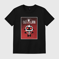 Футболка хлопковая мужская Cult of the lamb арт, цвет: черный