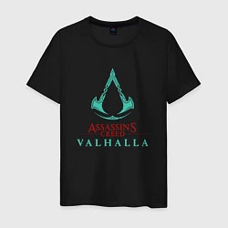 Футболка хлопковая мужская Assassins Creed Valhalla - logo, цвет: черный