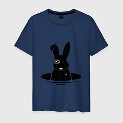 Футболка хлопковая мужская Кролик с моноклем, цвет: тёмно-синий