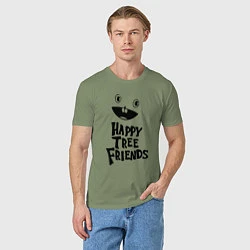 Футболка хлопковая мужская Happy Three Friends - LOGO, цвет: авокадо — фото 2