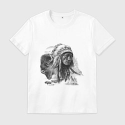 Футболка хлопковая мужская Chief of the Indian tribe, цвет: белый