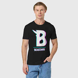 Футболка хлопковая мужская Символ Beastars в стиле glitch, цвет: черный — фото 2